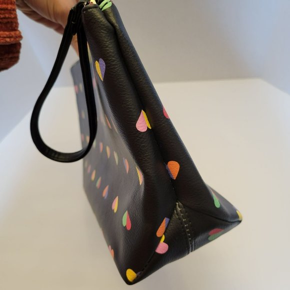 Betset Johnson Hearts Printed Pebble Zip Large Wristlet Black Makeup Case - Picture 6 of 11